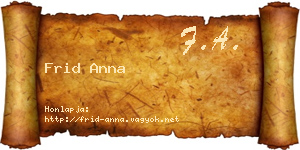 Frid Anna névjegykártya